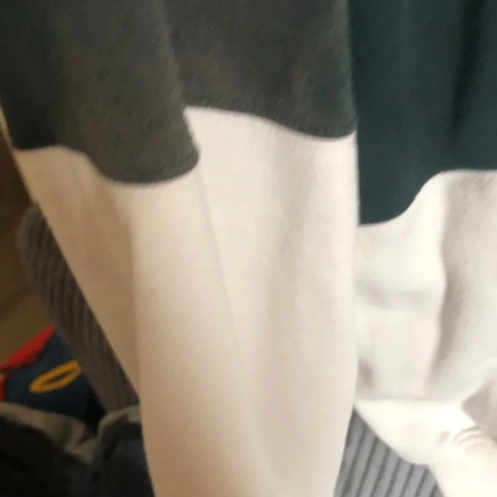 Men's Two-Tone White and Dark Green Sweater Henley